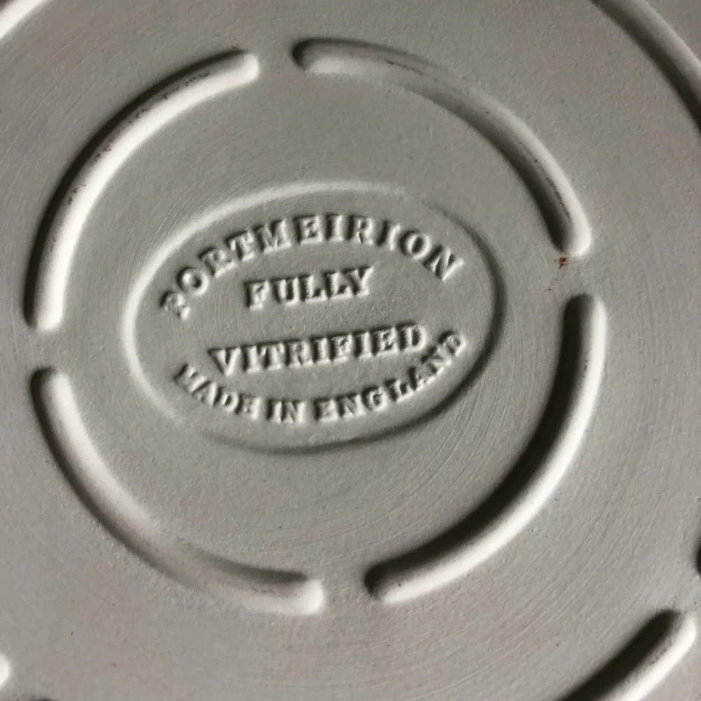 Portmeirion Cream Ceramic Plate with Embossed Backstamp